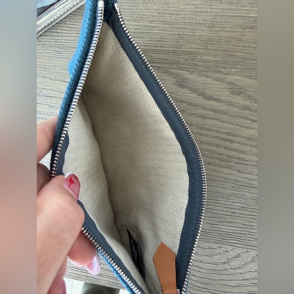 Hermes fabourg corner case in blue wool, large model - Picture 4 of 9